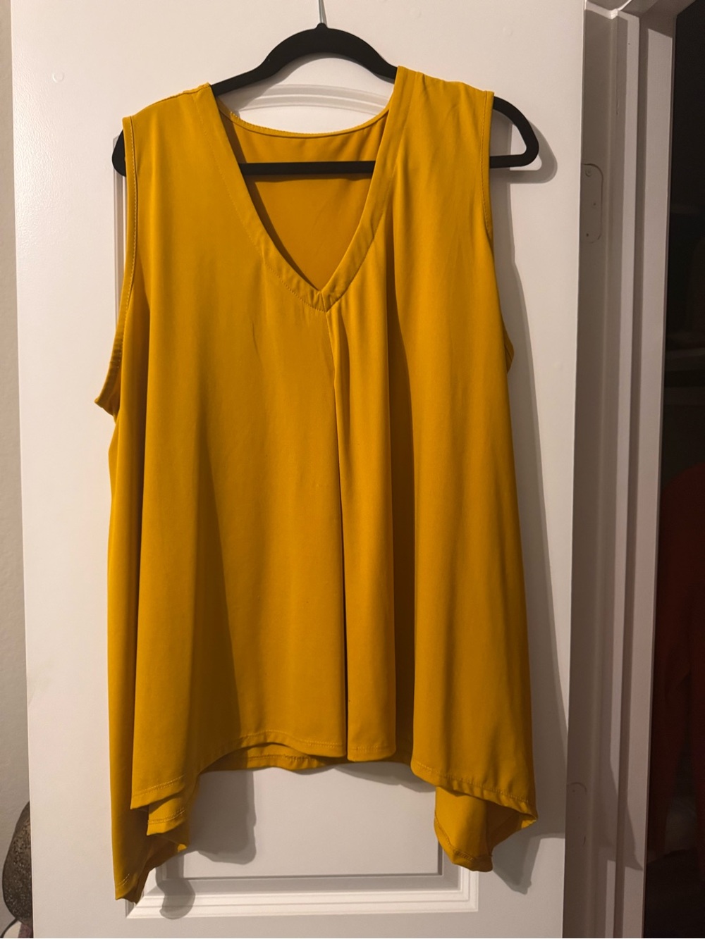 Ashley Stewart Mustard V-Neck Sleeveless Flow Top